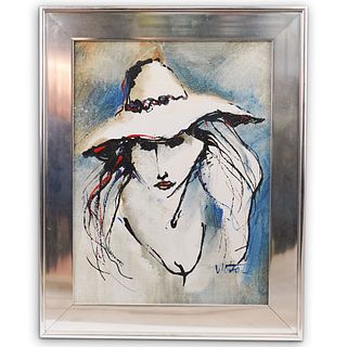 Walton Signed "Woman with a Hat" Painting