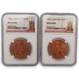 (2Pc) Great Britain Penny 1964, 1967 (NGC)