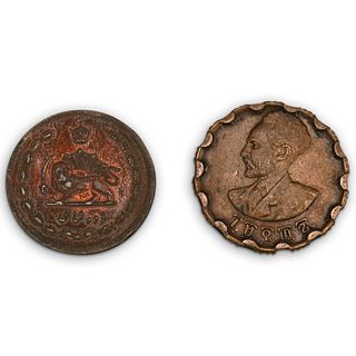 (2Pc) Ethiopian & Persian Coins (Raw)
