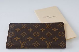 Louis Vuitton Address Book, in brown monogram coated canvas, the interior brown coated canvas with card slots and two large open pockets, together wit