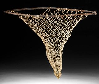 19th C. North American Fishing Net, Iron Hoop