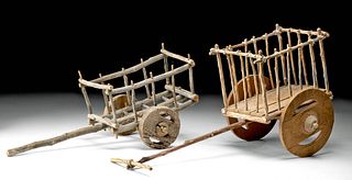 19th C. American Wood Toy Carts, Holllis Williford