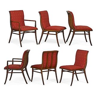 GIBBINGS; WIDDICOMB Six Saber Leg dining chairs