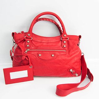 Balenciaga Giant Town 240578 Women's Leather Handbag,Shoulder Bag Red Color
