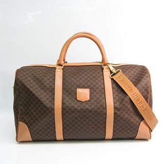 Celine Macadam Unisex Leather,PVC Boston Bag,Shoulder Bag Brown,Dark Brown