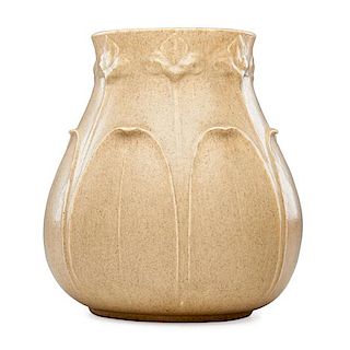 W. POST;  GRUEBY Large vase, rare oatmeal glaze