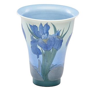 ED DIERS;  ROOKWOOD Vellum vase with irises
