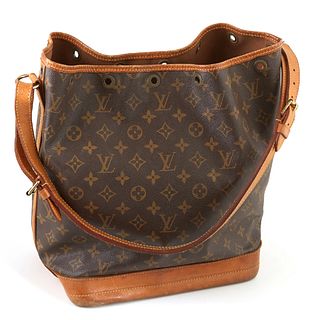 Louis Vuitton Brown Monogram Coated Canvas GM Noe Shoulder Bag, the exterior with a vachetta leather base and adjustable vachetta leather strap, now m