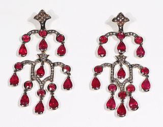 Pair of Ruby & Diamond Earrings, Laura Munder