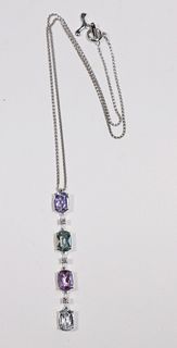 Antonini Colored Sapphire & Diamond Drop Pendant