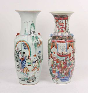 Two Large Chinese Famille Rose Vases