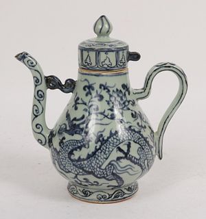 Chinese Blue-and-White Porcelain Teapot with Lid