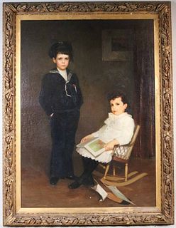 Oil on Canvas, W.W. Churchill, Portrait of Boys