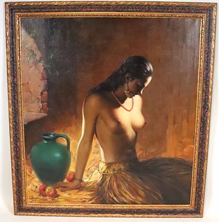 Jeanne-Louise Boni, Oil on Canvas, Seated Woman