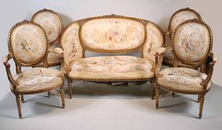 Louis XVI Style Giltwood Seating Suite