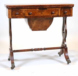 Late Regency Inlaid Walnut Lift Top Games Table