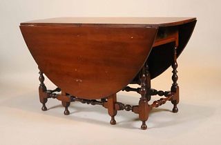 Jacobean Style Mahogany Drop Leaf Dining Table