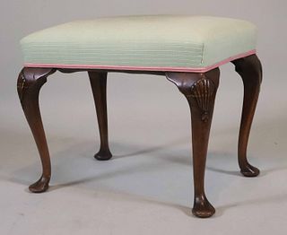 Queen Anne Style Carved Mahogany Footstool