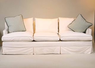 Contemporary White Slipcovered Sofa