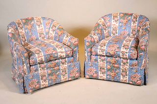 Pair of Contemporary Barrel Back Club Chairs