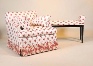 Contemporary Pink Floral Upholstered Club Chair