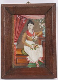 Framed Portrait Miniature of a Lady
