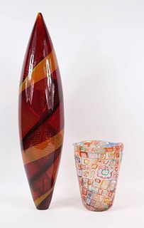 Large Red and Gold Art Glass Sculpture