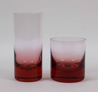 Moser Red Crystal Rocks and Water Glasses