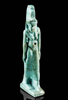 Egyptian Glazed Faience Striding Isis Amulet