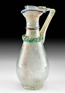 Tall Roman Glass Oinochoe w/ Trailing