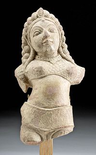 Sensuous 10th C. Indian Stone Torso Female Deity