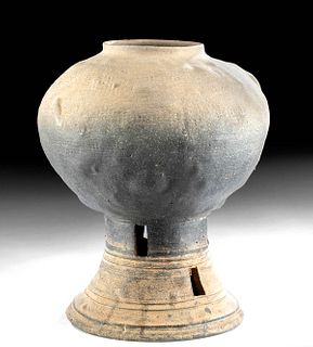 5th C. Korean Silla Greyware Vase - Kobae Form