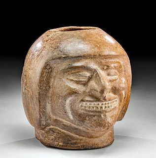 Moche Pottery Portrait Jar - Smiling Face