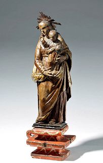 19th C. Mexican Wood Santo - Mary and Child
