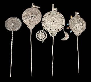 Late 19th C. South American Silver Tupus (group of 4)