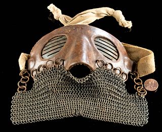 WWI Era Western European Leather & Iron Splatter Mask