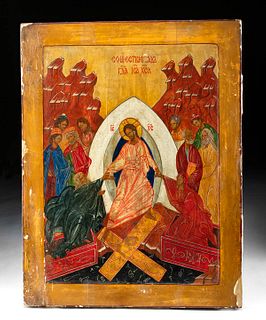 19th C. Russian Icon - Harrowing of Hell