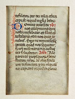 15th C. French Vellum Manuscript Page - Book of Hours