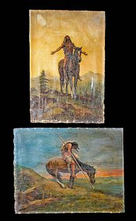 2 Antique American Paintings - Native American Themes