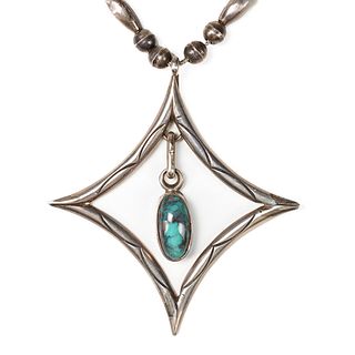 Navajo Silver Turquoise Necklace - Monet