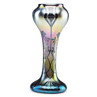 QUEZAL Silver overlay vase