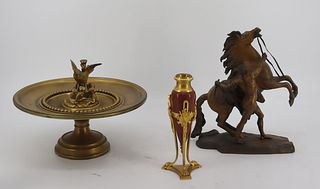 3 Antique Bronze Cabinet Items .