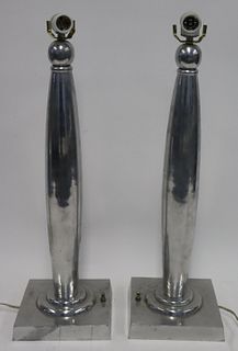Pair Of Alluminium Art Deco Style lamps
