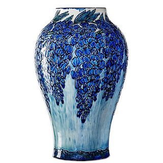 H. JOOR;  NEWCOMB COLLEGE Large vase w/ wisteria