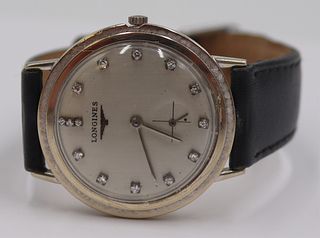 JEWELRY. Longines 14kt Gold and Diamond Watch.