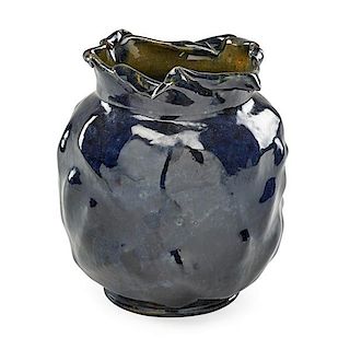 GEORGE OHR Large vase, indigo glaze