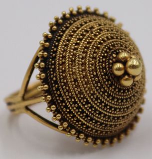 JEWELRY. 21kt Gold Etruscan Revival Dome Ring.