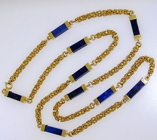 Vintage Lapis Lazuli 18k Yellow Gold Necklace