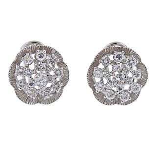 18K Gold 1.20ctw Diamond Floral Earrings