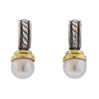David Yurman Silver 14k Gold Pearl Earrings